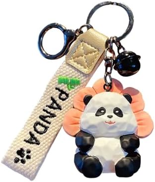 HSYHERE Cute Kawaii Different Posture Wood Carving Lucky Panda Keychain Keyrings Car Key Chain Ring Bag Pendant Holder Strap image 3