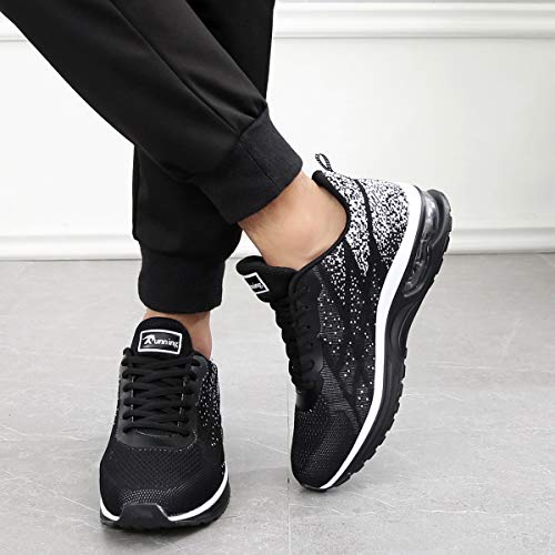GANNOU Men\'s Air Athletic Running Shoes Fashion Sport Gym Jogging Tennis Fitness Sneaker (Black US 9 B(M)