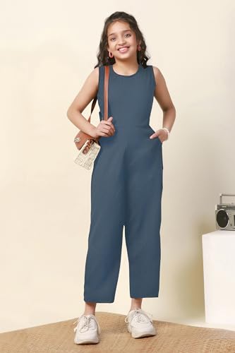 Image of Fashion Dream Girl's Ankle Length Solid Jumpsuit