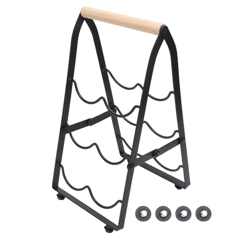 Casier à vin pliable support de table en fer et bois pour maison - 7