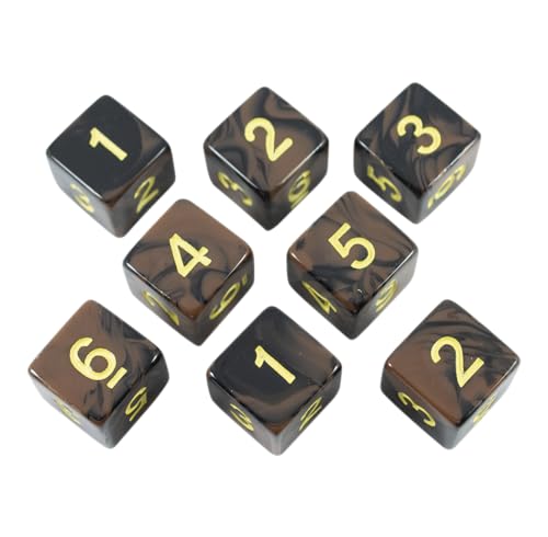 Paladin Roleplaying Black and Brown Dice - 8 D6 Set - 'Werewolf'