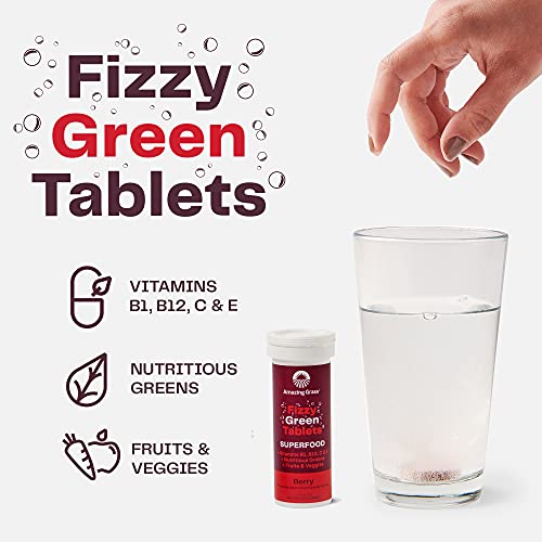 Amazing Grass Fizzy Green Tablets Superfood Berry: Green Superfood Water Flavoring Tablet With Antioxidants & Alkalizing Greens, 60 Count (Pack Of 2) #TOP3