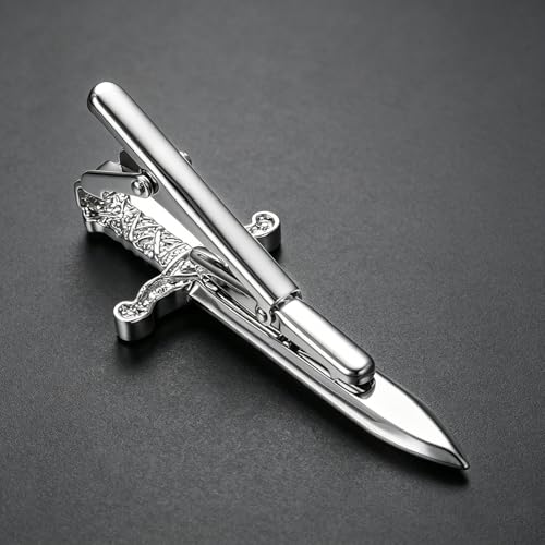 Image of Sword Tie Clip for Men Novelty Silver Gold Black Tie Bar Personalized Unique Party Jewelry Gift