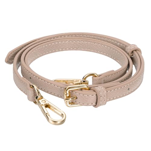 Image of uxcell Leather Bag Strap Replacement Adjustable Crossbody Bag Straps Conversion for Shoulder Bag Handbag Purse, Apricot, Gold Buckle