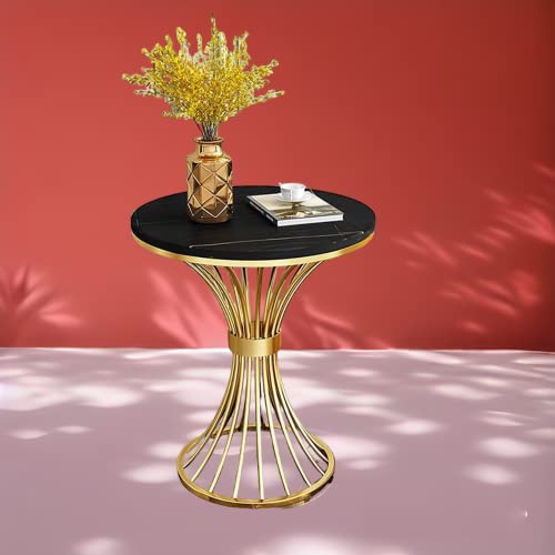 Image of Round Coffee Table Side Table Modern Home Decor Tea End Table for Living Room Bedroom and Balcony (Golden & Black)