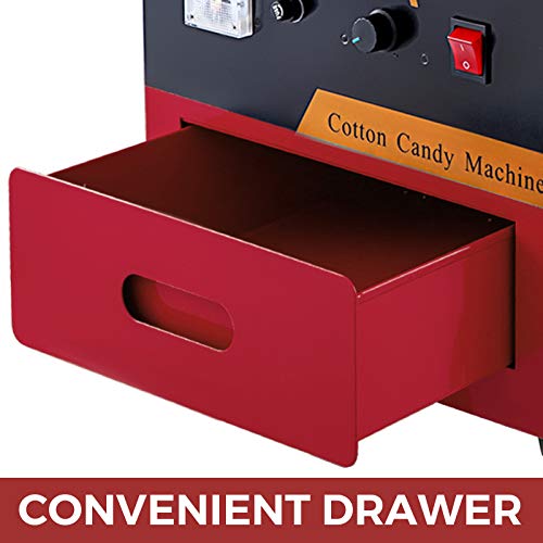 Foto von VEVOR Zuckerwattemaschine Edelstahl Elektrische Zuckerwattegerät 54 x 54 x 45 cm Zuckerwatte Maschine für Zuhause rot bunter Zucker für zuckerwattemaschine 1000W