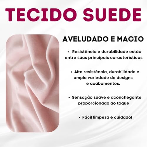 Banqueta Decorativa Redonda de Aveludado com Motivo de Coração