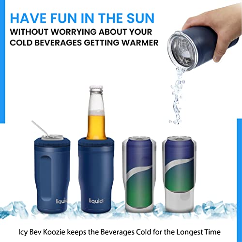 Icy Bev 4 In 1 Can Or Bottle Insulator, Koozies To Keep Beer, Soda, Seltzer Or More Ice Cold For 12 Hours. Insulated Can Cooler,Works Universally For Glass Bottles And Aluminium Cans,Insulated Tumbler #TOP1