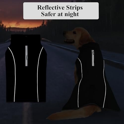 Cyponpy Hundemantel Warm Wasserdicht Hundejacke Winter Fleecemantel Hund Regenjacke Reflektierend mit Reißverschluss für Geschirr Wintermantel Hunde Fleece Hundejacke Pullover Hunde Bekleidung Winter