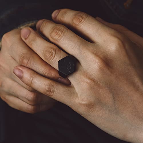 Bandmax Black Signet Ring For Men Customizable Initial Ring Any Letter Engraved Gothic Old English Letter Ring Personalized Jewelry For Men Women #TOP2