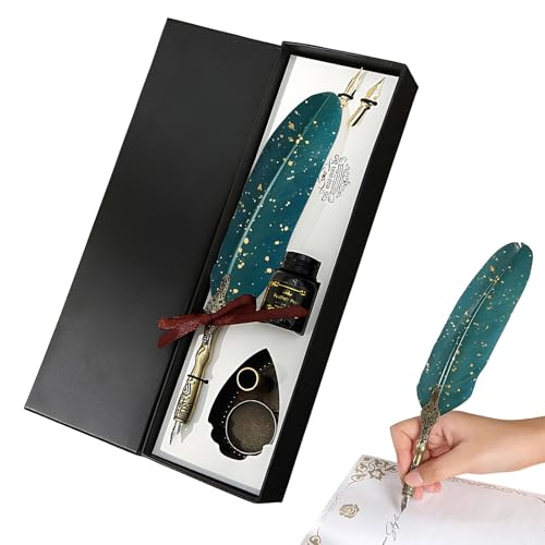 Bird Feather Set | Vintage Writing Tool - Signature Pen For Home Decor - For Beginners Writers Authors Readers Painters Students Teachers Collectors Artis