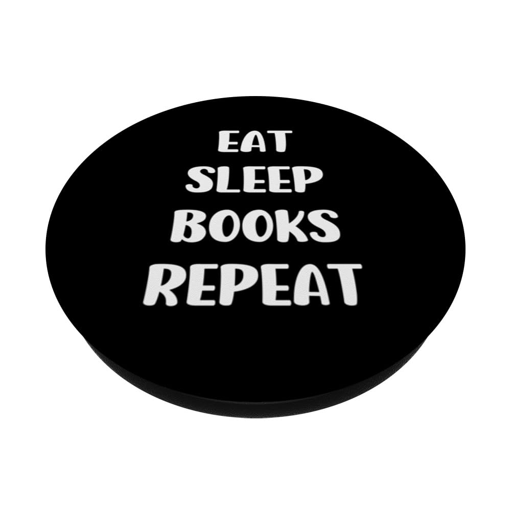 Funny Eat Sleep Books Repeat Book Lover Book Reader PopSockets Swappable PopGrip, Black - Image 2