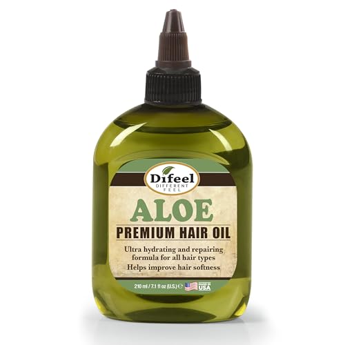 Difeel Aloe Premium Hair Oil 7.1 Ounces - Ultra Hydrating Aloe Vera Hair Oil for Natural Hair Ideal for All Hair Types Improves Softness Smoothness & Shine