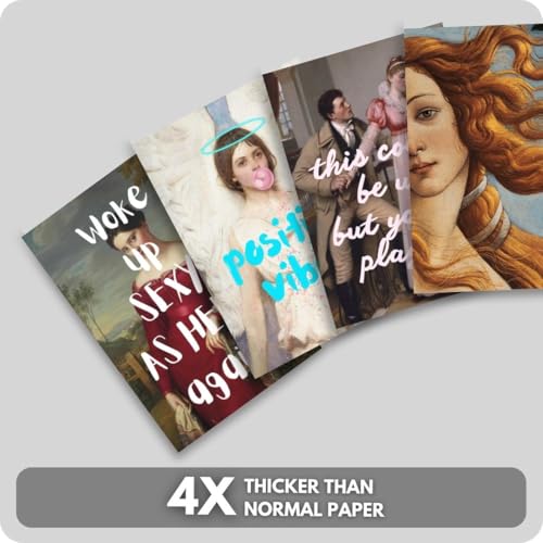 Image of 40-Piece Aesthetic Mini Poster Set (15x10 cm) - Vintage Art with Modern Quotes | Cute Aesthetic Wall Collage Kit for Room Decor, Dorm, Bedroom, Girls | Cottagecore, Y2K, Feminist Vibe (A 006)