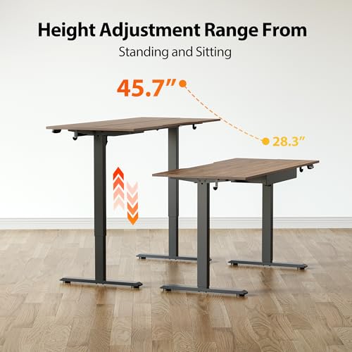 Image of Agilestic Electric Standing Desk with Drawers, 47.8 x 24 Inches Height Adjustable Desk, Stand up Computer Table with Memory Preset, for Work Office Home, Dark Walnut