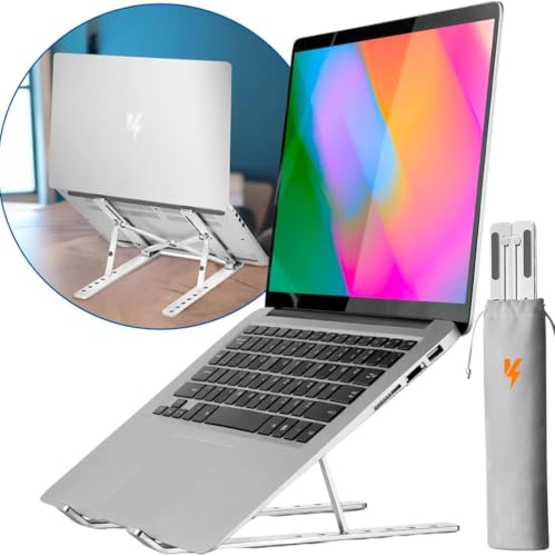 Suporte para Notebook e Tablet Linha Premium em Alumínio Dobrável e Ergonômico Para Desktop Portátil