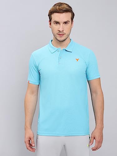 Image of TECHNOSPORT Men's Polyester Slim Fit Self-Design Short Sleeve Polo Matpiq T-Shirt with Anti Microbial, Techno Dry for Regular and Casual Use
