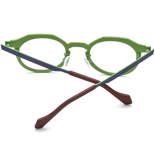 Image of FONEX Colorful Pure Titanium Glasses Frame Women Retro Round Eyeglasses