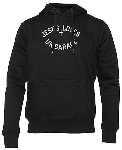 Sweat à capuche UK Garage noir unisexe manche longue coton et coupe confort