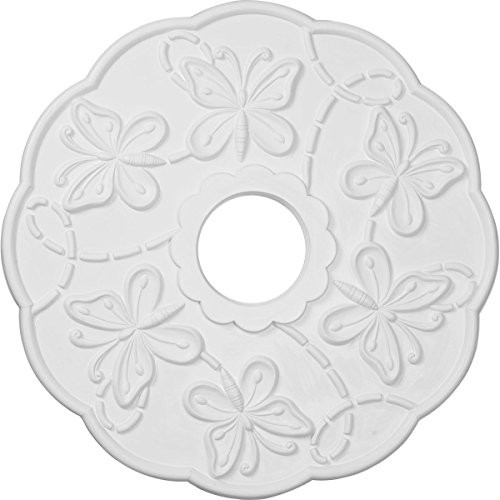 Black Friday - 80% OFF Ekena Millwork CM17TSPWS Terrones Butterfly Ceiling Medallion, 17 7/8OD x 3 7/8ID x 1P, Hand-Painted Pearl White