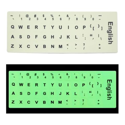 JuYuish English Sticker Glow in The Dark, Luminous Replacement Keyboard Sticker for Laptop, Notebook Computer Desktop, 1 Pack, Matte Vinyl, Universal Cover