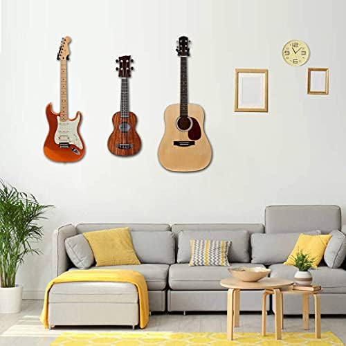 4 Pack MOREYES Guitar Hangers, Wall Mount Hanger Hook Holder Stand for Acoustic, Electric, Ukulele, Bass, Guitar