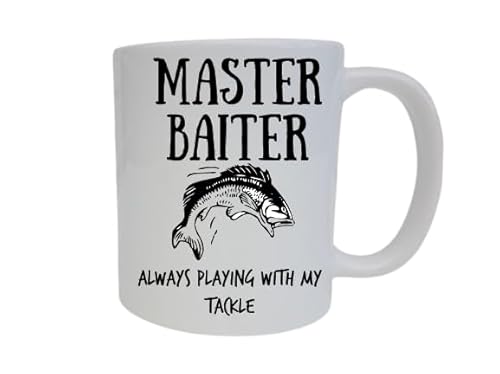 Funny Mug for Fisherman Fishing Cup Fishers Gift Present for Master Baiter Bait Cheeky Coffee Cup