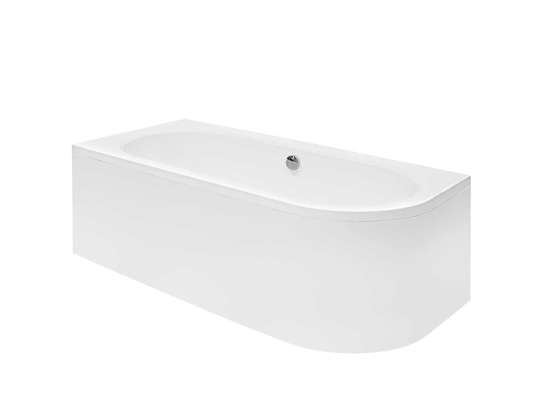 BADLAND Baignoire Originale D'angle 170 x 75 cm Gauche en Acrylique - Kit Complet Avec Tablier, Siphon, Design Moderne, Bonde Chromée, Pour 2 Personnes