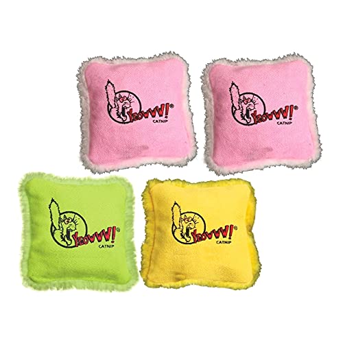 Yeowww! (4 Pack) 100% Organic Catnip Pillows (Assorted Colors)