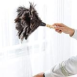 Ostrich Feather Duster Fluffy Feather Duster Anti-Static Duster Wooden Handle with Hanging Rope Small Hand Duster for Cleaning Wall, Plant, Desk & Blind - Image 4