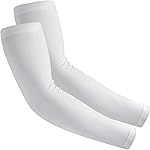 EGOFLEX Arm Sleeves for Men and Women Compression UV Sun Protection Tattoo Cover Up Baseball Basketball Football Golf Running (White)