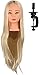 FFWIGS 26inch Peluquería Práctica Cabeza de Maniquí Modelo Largo Directamente Dorado Rubia Sintético Fibra Cabello Maniquí Muñeca Cabeza con Estar para Barbero Salón