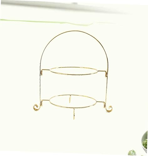 Miniatura 4 de FELTECHELECTR Bandeja de postre Bandeja de metal de 2 niveles Soporte de pastel de metal Soporte para servir soporte para tartas Soporte de plato de