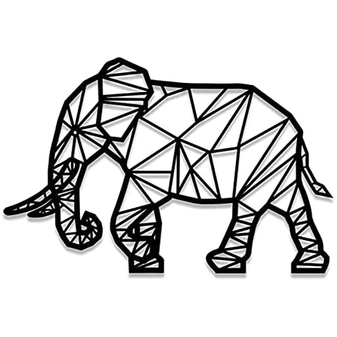 HRZZEOKV Metal Elephant Wall Decor, Geometric Animal Wall Art, Metal Elephant Decor Wall Silhouette, Personalise Abstract Modern Home Decor, Living Room Bedroom Decor15.7 * 25.4" Cover