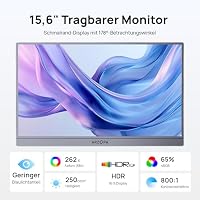 ARZOPA Portable Monitor 15,6 Zoll FHD 1080P, Tragbarer Monitor Space Grau Ultra-Slim mit Kickstand, IPS Display für Laptop, PC, Mac, PS5, Xbox, Switch, USB-C & HDMI Anschluss, A1 Grau – Ansicht 2