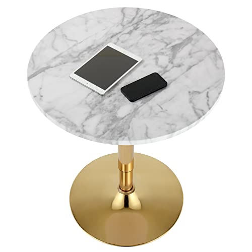 Finnhomy 24" Round Cocktail Bar Table With Metal Base, Tall Bistro Pub Table, Adjustable 27.9"-35.4" Counter Bar Height For Kitchen, Dining Room, Living Room, Easy Assembly, Gold #TOP4