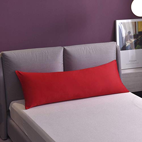 Image of Cotton 300 TC Pillow Cover, Full, Red, 2 Pieces