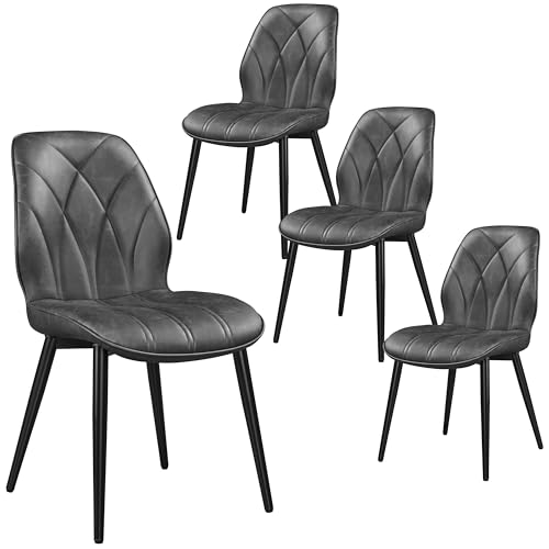 Yaheetech Chaises de Salle à Manger Lot de 4 Assise en Similicuir Dossier Ergonomique Chaises de Cuisine Moderne Bien Rembourrée Sièges de Chambre Cadre en...