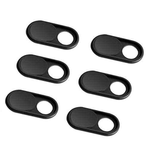 Webcam Cover Slide Ultra Thin Metal Camera Cover for iPhone iPad PC Computer MacBook Pro Surface Tablets, Smartphone Enhanced Privacy & Security Protection (Black Pack of 6)