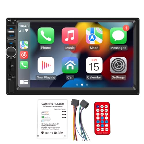 Eaglerich ダッシュSD/ USBで7インチの大画面カーMP52 DINユニバーサルでダッシュカーラジオのBluetooth機能のビデオオーディオラジオオートステレオアップルCarplayとアンドロイドAutoに対応