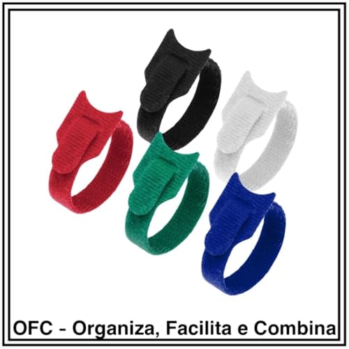 50x Presilha 20cm Fita Abraçadeira Cabos Chicote Fios organizador de fios Fecho de contato (Branco)