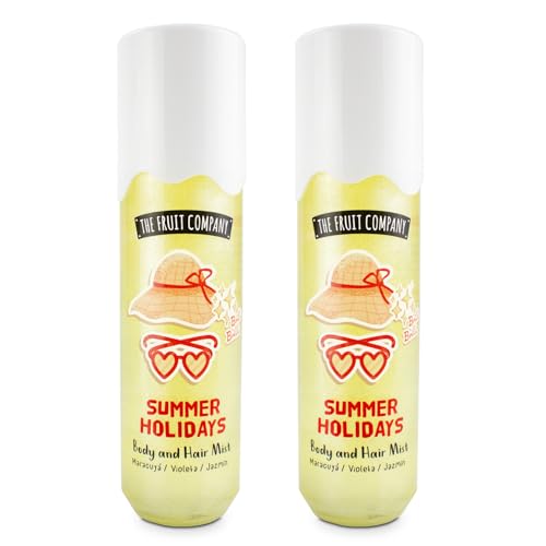 Pack de 2 Hair & Body Mist Violet, Maracuyá y Jazmín The Fruit Company – Fragancia Floral – Brillo y Glow para Cuerpo y Cabello – Hidratación Ligera y Aroma Duradero