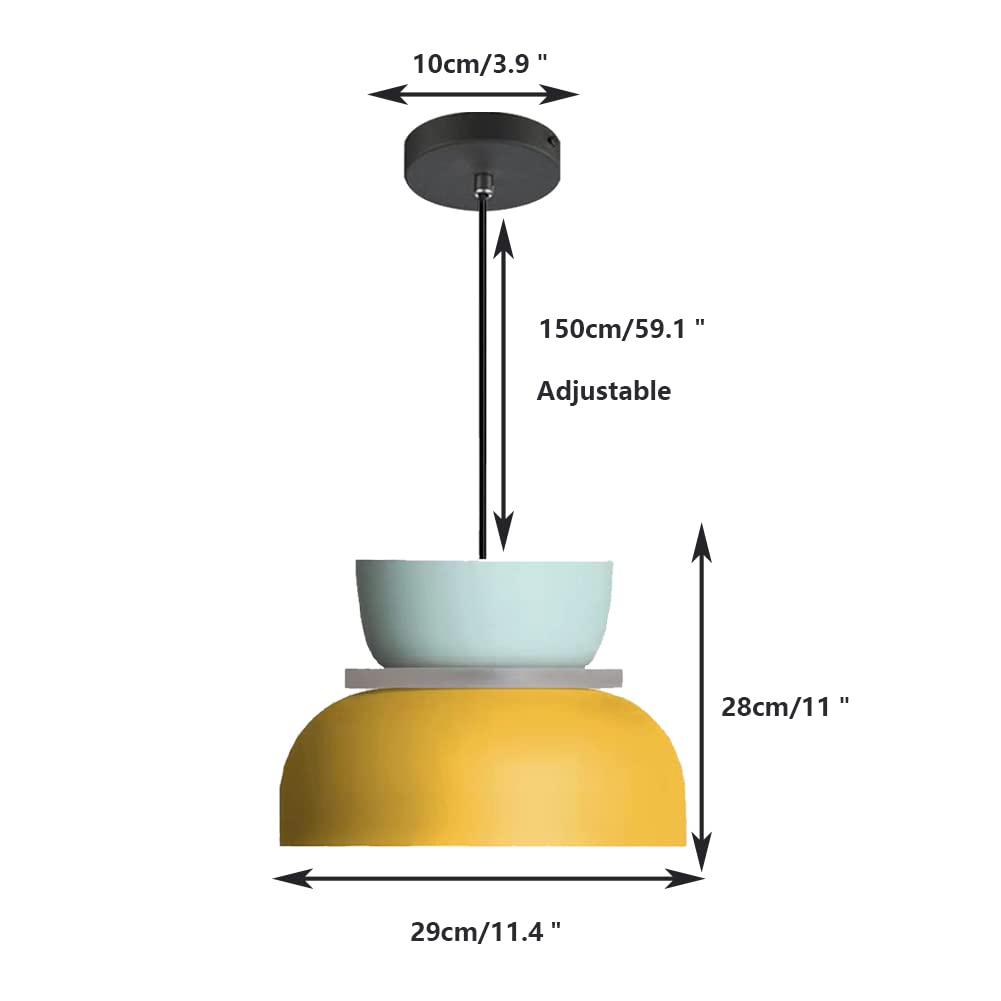 Luce Industriale Moderna Macaron Lampada A Sospensione Colorata metà del Secolo per Illuminazione A Soffitto Piccolo Lampadario in Alluminio per Camera da Letto Cucina (C)