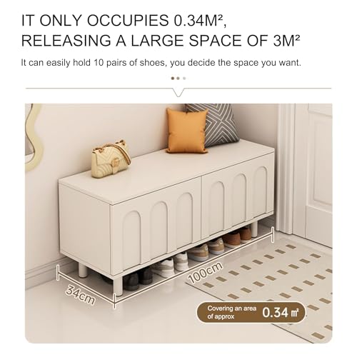 Banc de rangement à chaussures avec assise rembourrée et grand volume