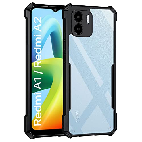 WOW IMAGINE Shock Proof Clear Back Case Mobile Cover for Xiaomi Mi Redmi A1 | REDMI A2 (Hard | Hybrid PC + TPU | Full Armour Device & Camera Protection | Black)- Best and cheap mobile covers in India