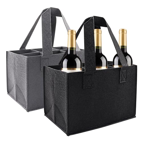 Portabotellas de vino de fieltro con 2 bolsas y compartimentos