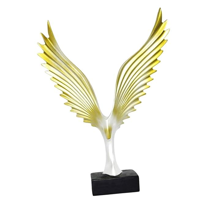 Image of Resin Eagle Wing Figurines Sculptures Home Decor Showpiece Feng Shui Vastu Eagle Wing Statue for Home Decor Showpiece (Multicolor) (Yellow)