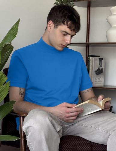 Image of COOFANDY Mens Mock Turtleneck Shirts Casual Premium Cotton Short Sleeve Shirt Basic Half Neck T-Shirts