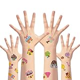 Haooryx 8Sheets Candyland Theme Tattoo Waterproof Ice Cream Candy Lollipop Fake Temporary Face Tatto