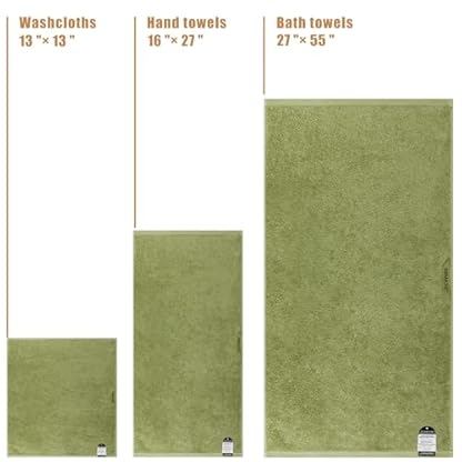 SEMAXE Badetuch-Set, 100 % Baumwolle, 6 Badetücher, 6 Handtücher, 6 Waschlappen, Badetücher mit Aufhängeschlaufen, saugfähiges Handtuch, Hotelspa-Qualität, Grün, 18 Stück – Bild 3